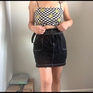 Black with white stitching hot topic skirt